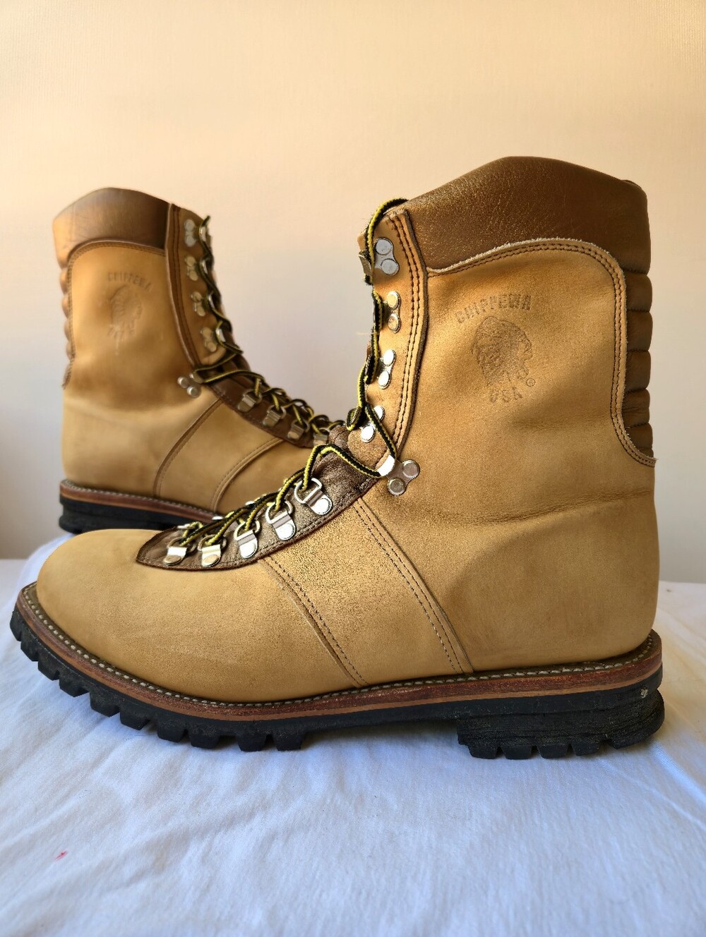 Vintage Chippewa Arctic 25468 Mens 9'' Nubuck Leather Work Boots Tan Size 13 USA